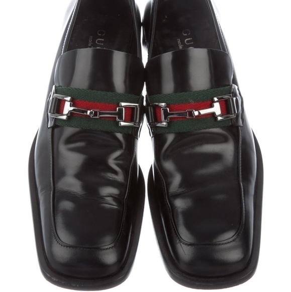Gucci Web Accent Patent Leather Loafers - Picture 1 of 12